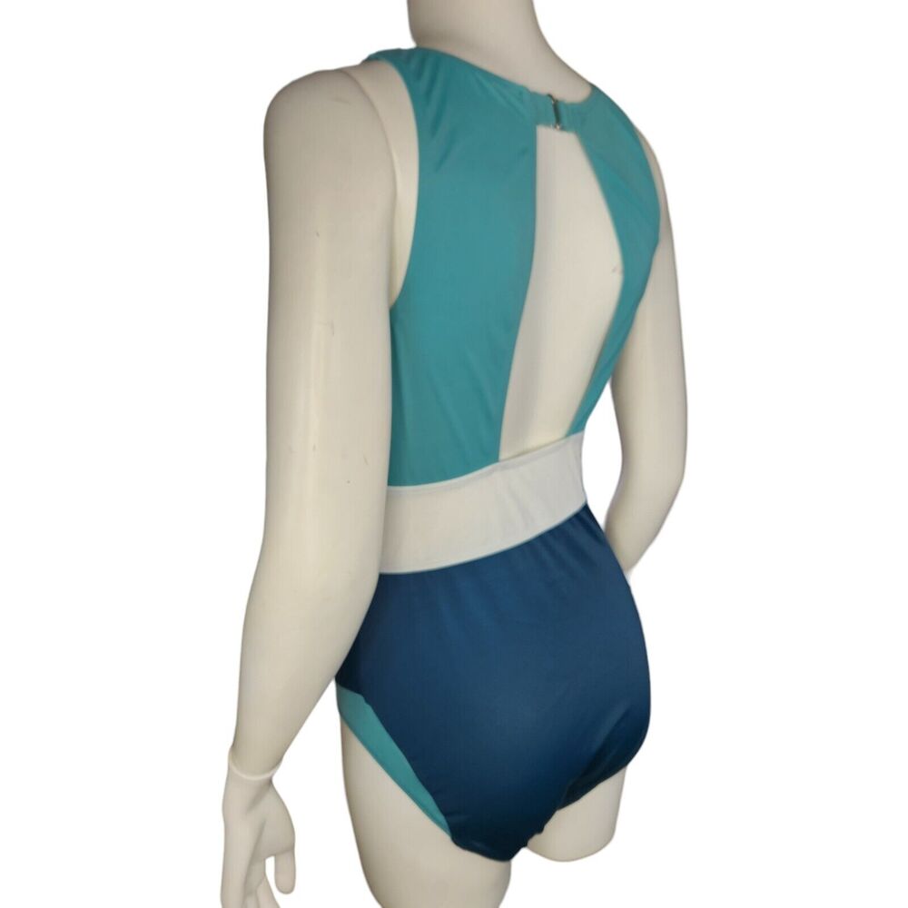 Zuda Colorblocked V-Neck One Piece Womens Swimsuit Teal‎ Blue Size 8 NWOT - Picture 6 of 16